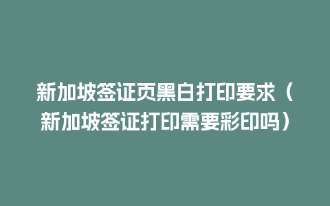 新加坡签证页黑白打印要求（新加坡签证打印需要彩印吗）