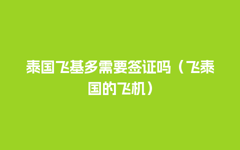 泰国飞基多需要签证吗（飞泰国的飞机）