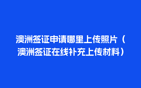 澳洲签证申请哪里上传照片（澳洲签证在线补充上传材料）