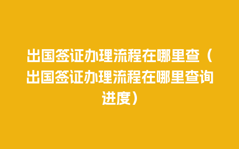 出国签证办理流程在哪里查（出国签证办理流程在哪里查询进度）