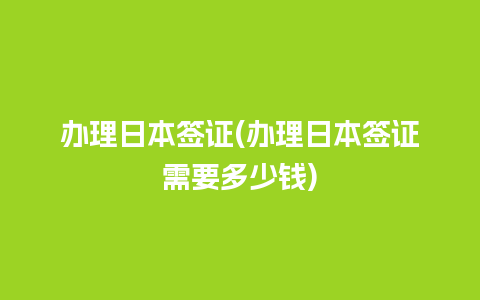 办理日本签证(办理日本签证需要多少钱)