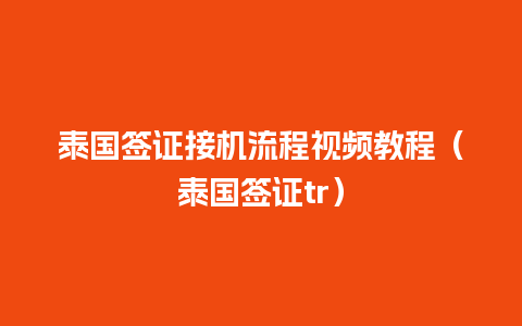 泰国签证接机流程视频教程（泰国签证tr）