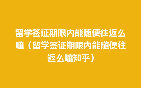 留学签证期限内能随便往返么嘛（留学签证期限内能随便往返么嘛知乎）