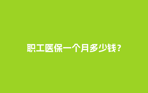 职工医保一个月多少钱？