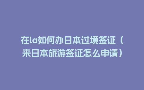 在la如何办日本过境签证（来日本旅游签证怎么申请）