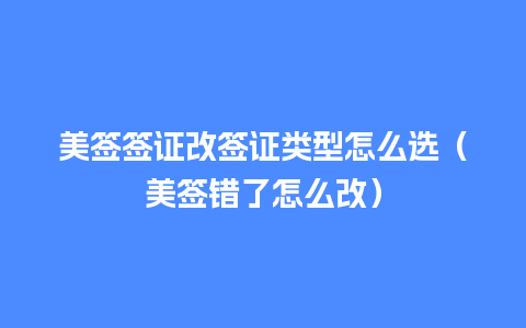 美签签证改签证类型怎么选（美签错了怎么改）