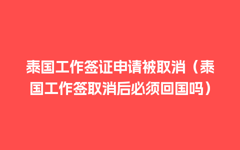 泰国工作签证申请被取消（泰国工作签取消后必须回国吗）