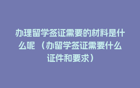 办理留学签证需要的材料是什么呢 （办留学签证需要什么证件和要求）