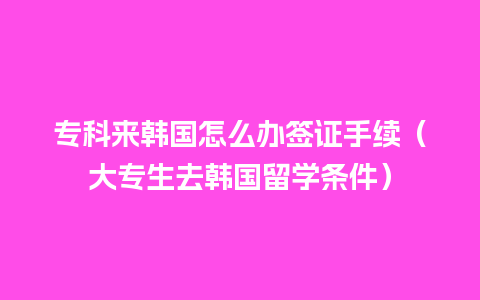 专科来韩国怎么办签证手续（大专生去韩国留学条件）