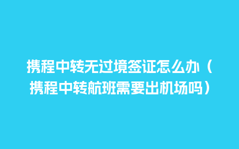 携程中转无过境签证怎么办（携程中转航班需要出机场吗）