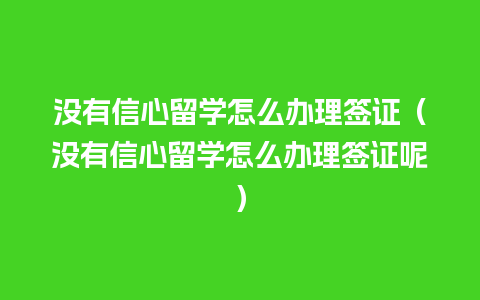 没有信心留学怎么办理签证（没有信心留学怎么办理签证呢）