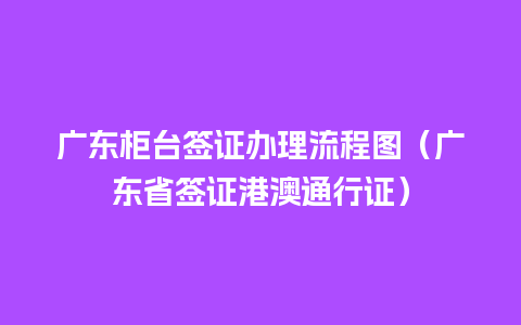 广东柜台签证办理流程图（广东省签证港澳通行证）