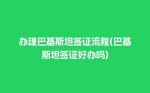 办理巴基斯坦签证流程(巴基斯坦签证好办吗)