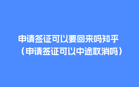 申请签证可以要回来吗知乎 （申请签证可以中途取消吗）