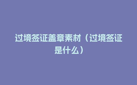 过境签证盖章素材（过境签证是什么）