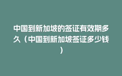 中国到新加坡的签证有效期多久（中国到新加坡签证多少钱）