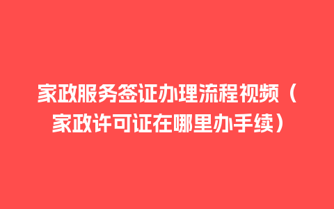 家政服务签证办理流程视频（家政许可证在哪里办手续）