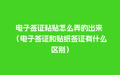 电子签证粘贴怎么弄的出来 （电子签证和贴纸签证有什么区别）