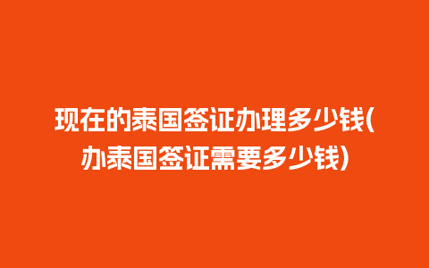 现在的泰国签证办理多少钱(办泰国签证需要多少钱)