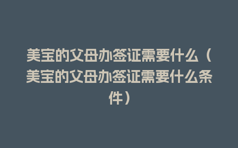 美宝的父母办签证需要什么（美宝的父母办签证需要什么条件）