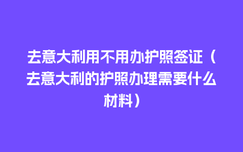 去意大利用不用办护照签证（去意大利的护照办理需要什么材料）