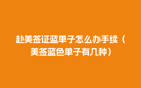 赴美签证蓝单子怎么办手续（美签蓝色单子有几种）