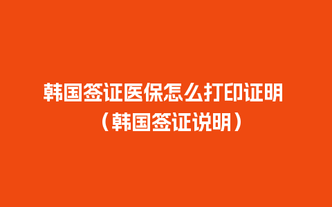 韩国签证医保怎么打印证明 （韩国签证说明）