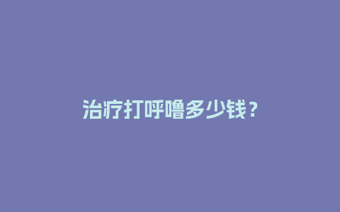 治疗打呼噜多少钱？