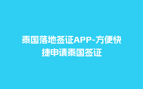 泰国落地签证APP-方便快捷申请泰国签证