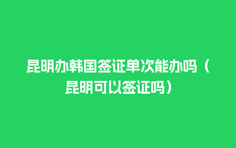 昆明办韩国签证单次能办吗（昆明可以签证吗）