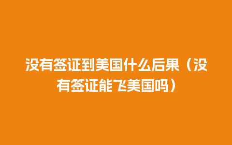 没有签证到美国什么后果（没有签证能飞美国吗）