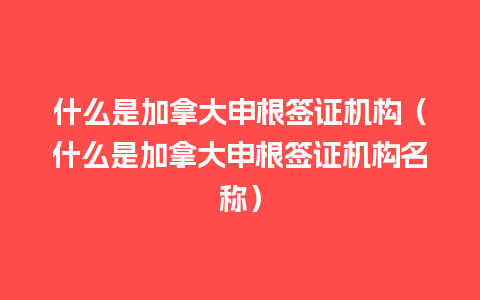 什么是加拿大申根签证机构（什么是加拿大申根签证机构名称）