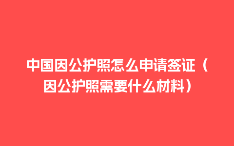 中国因公护照怎么申请签证（因公护照需要什么材料）