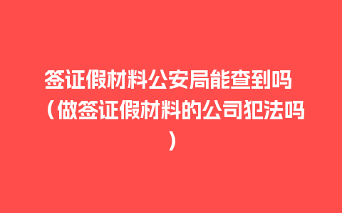 签证假材料公安局能查到吗 （做签证假材料的公司犯法吗）