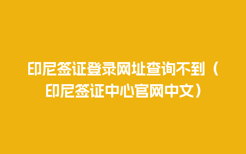 印尼签证登录网址查询不到（印尼签证中心官网中文）