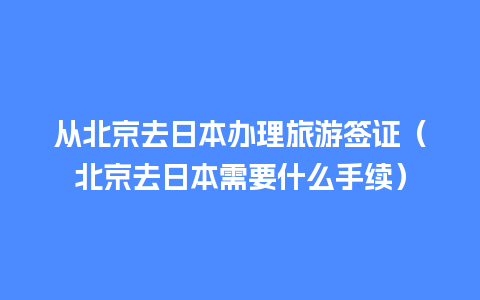 从北京去日本办理旅游签证（北京去日本需要什么手续）