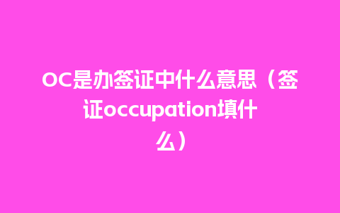 OC是办签证中什么意思（签证occupation填什么）