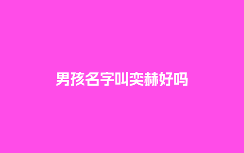 男孩名字叫奕赫好吗