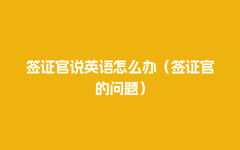 签证官说英语怎么办（签证官的问题）