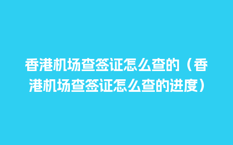 香港机场查签证怎么查的（香港机场查签证怎么查的进度）