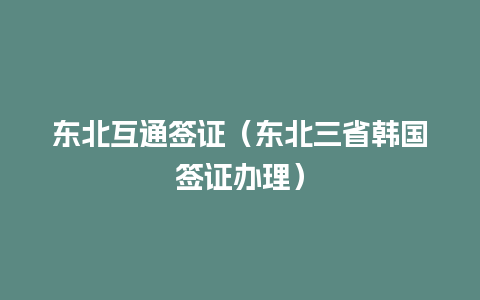 东北互通签证（东北三省韩国签证办理）