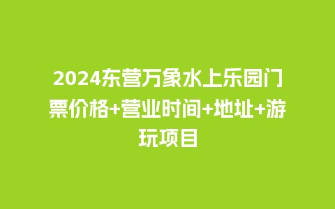 2024东营万象水上乐园门票价格+营业时间+地址+游玩项目