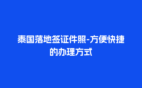 泰国落地签证件照-方便快捷的办理方式