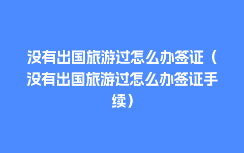 没有出国旅游过怎么办签证（没有出国旅游过怎么办签证手续）