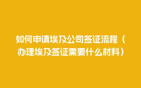 如何申请埃及公司签证流程（办理埃及签证需要什么材料）