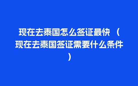 现在去泰国怎么签证最快 （现在去泰国签证需要什么条件）