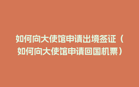 如何向大使馆申请出境签证（如何向大使馆申请回国机票）