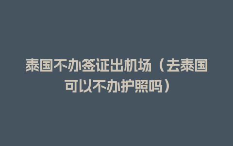 泰国不办签证出机场（去泰国可以不办护照吗）