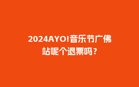 2024AYO!音乐节广佛站呢个退票吗？