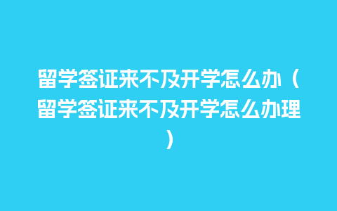 留学签证来不及开学怎么办（留学签证来不及开学怎么办理）